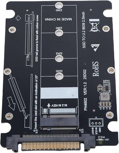 EBTOOLS M.2 to U.2 SSD Adapter, 64Gbps M. Key NVMe to U. SFF 8639 SSD Adapter, PCIE4.0 X4 Gen4, Support for 2230 2242 2260 2280 in Kuwait