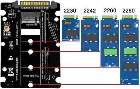 Gugxiom M.2 M Key NVMe to U.2 SFF-8639 Adapter PCIe 4.0 x4 Gen4 64Gbps, Supports 2230/2242/2260/2280 SSD, High Speed NVMe Converter Card for Desktop Server Storage Upgrade in Kuwait