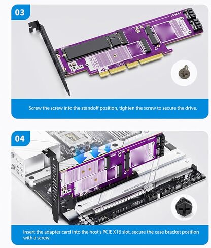 EBTOOLS PCIe 5.0 X4 X8 X16 to NVMe SSD Adapter Card, 128Gbps High Speed Expansion Card, Support Multiple Protocols, PCIe 5.0 4.0 3.0 Interface in Kuwait
