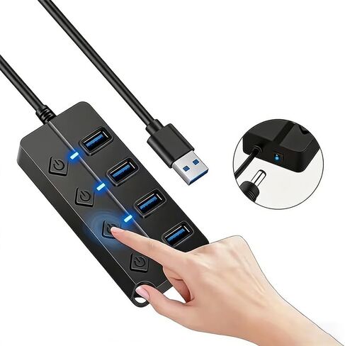 محور Usb3.0، مع محول 4 منافذ على شكل ماسي، مع مفتاح مستقل ومؤشر ضوئي LED، مناسب لأجهزة الكمبيوتر المحمولة وأجهزة الكمبيوتر ومحركات الأقراص المحمولة ومحركات الأقراص الصلبة الخارجية والفئران ولوحات المفاتيح in Kuwait