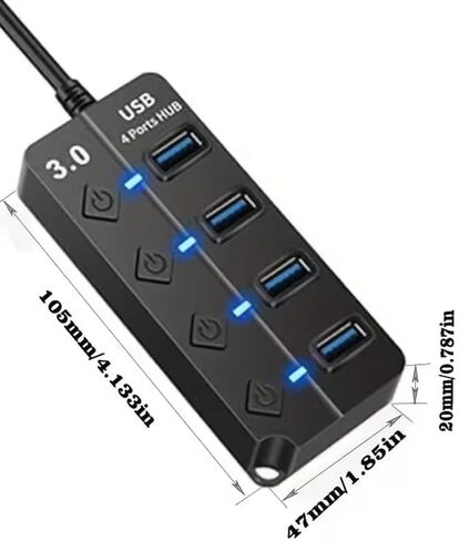 محور Usb3.0، مع محول 4 منافذ على شكل ماسي، مع مفتاح مستقل ومؤشر ضوئي LED، مناسب لأجهزة الكمبيوتر المحمولة وأجهزة الكمبيوتر ومحركات الأقراص المحمولة ومحركات الأقراص الصلبة الخارجية والفئران ولوحات المفاتيح in Kuwait