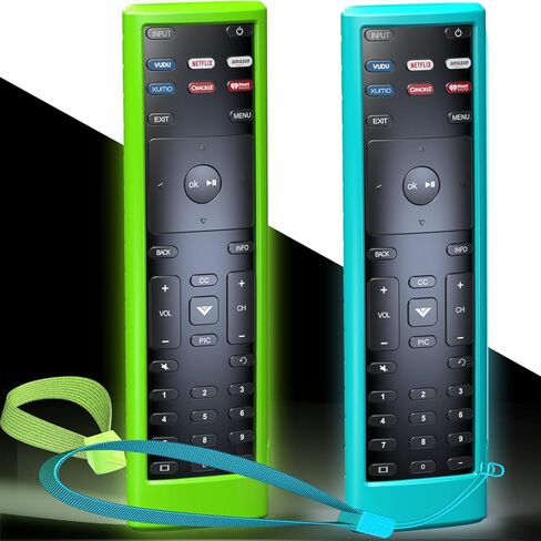 2PACK حافظة لهاتف VIZIO XRT136 / XRT140 تلفزيون ذكي للتحكم عن بعد من السيليكون مع حبل متوهج باللون الأزرق الأرجواني الداكن in Kuwait
