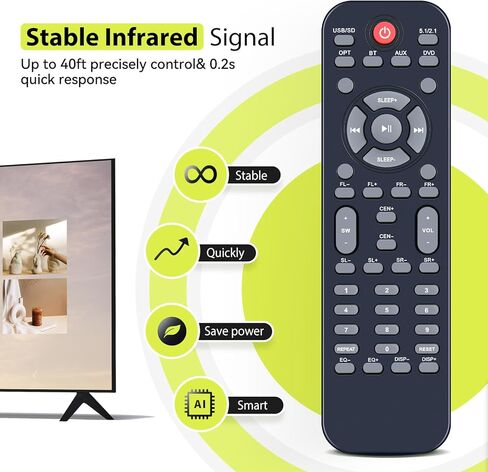 Replacement Remote Control Compatible with Acoustic Audio 5.1 6 Speake System Home Theater Surround Sound in Kuwait