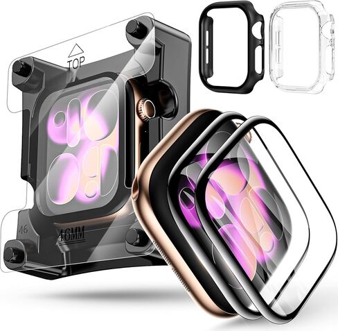 YMHML 2 Pack Tempered Glass Screen Protector for Apple Watch Series 11 Series 10 42mm, [Zero Bubble] 3D Full Coverage Film iWatch Accessories + PC Bumper in Kuwait
