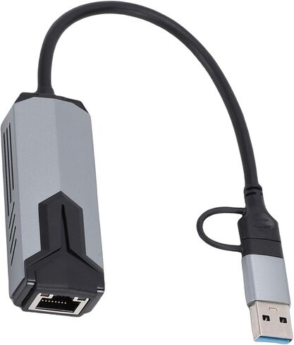 محول Fabater USB C إلى Ethernet، محول USB C وA إلى RJ45 جيجابت LAN متوافق مع الإصدارات السابقة بسرعة 5 جيجابت في الثانية، محول شبكة عالي السرعة مع هيكل من سبائك الألومنيوم، لأجهزة الكمبيوتر المحمول والكمبيوتر اللوحي in Kuwait