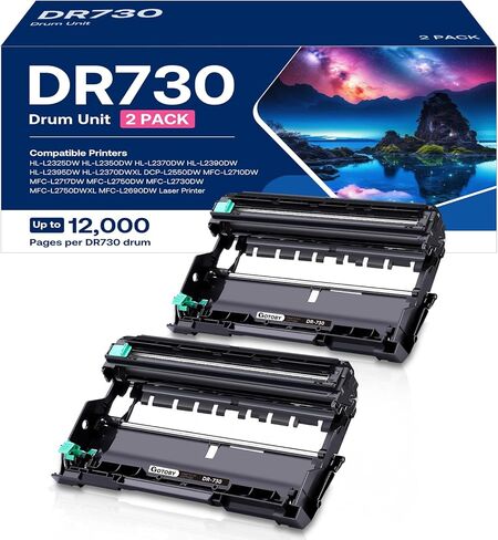 وحدة طبل DR730 بديلة لـ Brother DR730 DR-730 DR 730 متوافقة مع طابعة HL-L2395DW HL-L2370DW HL-L2350DW HL-L2390DW MFC-L2710DW MFC-L2750DW DCP-L2550DW (2 أسطوانة، وليس حبر) in Kuwait