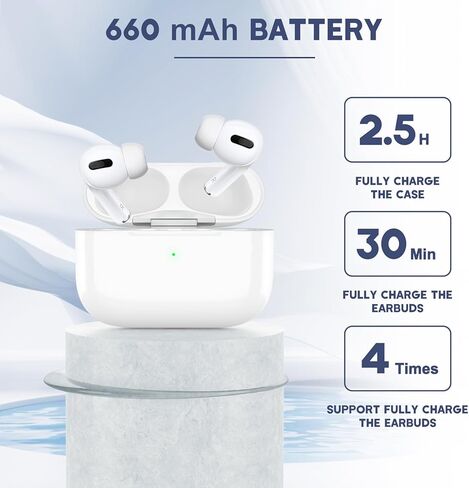 حافظة شحن Airpod Pro 2 لاسلكية مع منفذ Lightning، حافظة شحن بديلة لأجهزة Airpod Pro 1 & 2 Gen مع بطارية 660 مللي أمبير في الساعة، حافظة شحن Air Pod Pro مع زر مزامنة، بدون سماعات أذن in Kuwait