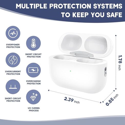 حافظة شحن Airpod Pro 2 لاسلكية مع منفذ Lightning، حافظة شحن بديلة لأجهزة Airpod Pro 1 & 2 Gen مع بطارية 660 مللي أمبير في الساعة، حافظة شحن Air Pod Pro مع زر مزامنة، بدون سماعات أذن in Kuwait