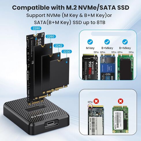 M.2 NVMe & to USB C Docking Station Dual Protocol M.2 to USB C Adapter 10Gbps External SSD Enclosure with USB C 2in1 in Kuwait