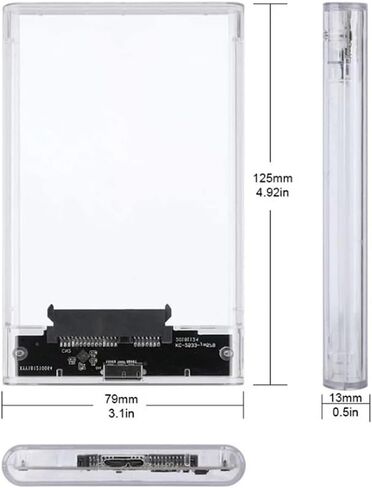 حافظة HDD رمادية شفافة لصندوق صلب 2.5 بوصة قالب أقراص صلبة إلى USB 3.0 Type-C 3.1 حافظة محرك أقراص صلبة خارجي in Kuwait