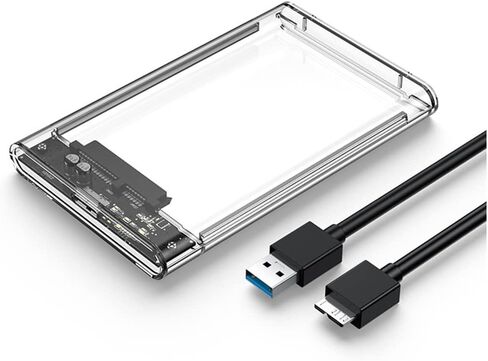 حافظة HDD بيضاء شفافة لعلبة هارد بوكس ​​2.5 بوصة HDD إلى USB 3.0 Type-C 3.1 حافظة محرك أقراص صلبة خارجي in Kuwait