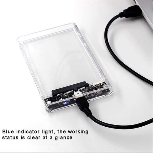 حافظة HDD بيضاء شفافة لعلبة هارد بوكس ​​2.5 بوصة HDD إلى USB 3.0 Type-C 3.1 حافظة محرك أقراص صلبة خارجي in Kuwait