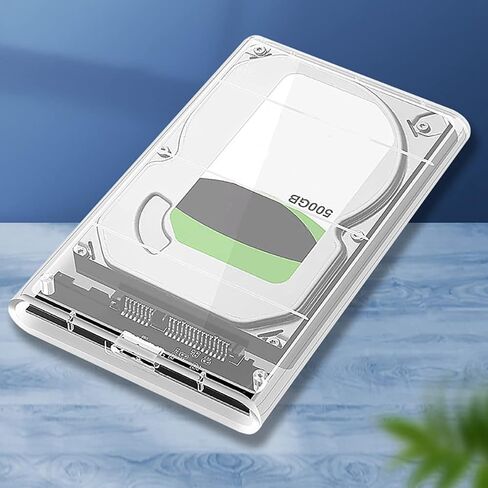 حافظة HDD بيضاء شفافة لعلبة هارد بوكس ​​2.5 بوصة HDD إلى USB 3.0 Type-C 3.1 حافظة محرك أقراص صلبة خارجي in Kuwait