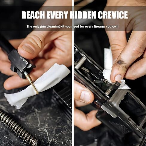Gun Cleaning Kit - 5-in-1 Professional Supplies for Rifle & Pistol | Includes Patches, Brushes, Tips, Swabs & Cloth | Universal Fit for Most Calibers | Gun Cleaning Supplies & Accessories in Kuwait