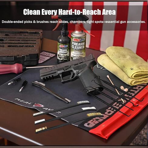 Gun Cleaning Kit - 5-in-1 Professional Supplies for Rifle & Pistol | Includes Patches, Brushes, Tips, Swabs & Cloth | Universal Fit for Most Calibers | Gun Cleaning Supplies & Accessories in Kuwait