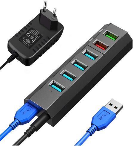 24W USB C to Ethernet Adapter, USB Type C Hub, Multiple Ports USB 3.0 Splitter for Laptop-Black in Kuwait