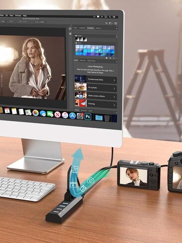 24W USB C to Ethernet Adapter, USB Type C Hub, Multiple Ports USB 3.0 Splitter for Laptop-Black in Kuwait
