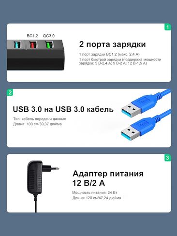 24W USB C to Ethernet Adapter, USB Type C Hub, Multiple Ports USB 3.0 Splitter for Laptop-Black in Kuwait