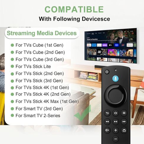 Replacement Voice Remote for FireStick 4K (1st/2nd Gen/Max/Plus/Select), Stick (2nd/3rd Gen/Lite/HD), TV Cube (1st/2nd/3rd Gen), Fire Smart TV 3rd Gen, Insignia/TCL/Pioneer Smart TVs in Kuwait