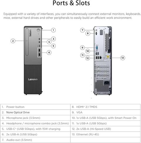 سطح مكتب مخصص، مصنوع من Lenovo ThinkCentre Small Form Factor Business Desktop، الجيل الثالث عشر Intel Core i7-13620H، 16 جيجابايت / 64 جيجابايت DDR5، 512 جيجابايت /2 تيرابايت SSD، VGA، Wi-Fi، لوحة مفاتيح وماوس سلكي، Win 11 Pro in Kuwait