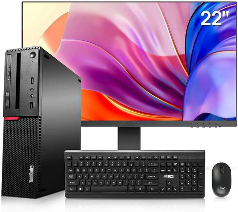 Lenovo Computer Desktop PC, New 22'' Monitor, Intel Core i7-6700,16GB RAM, 256GB SSD +2TB HDD, 2GB NVIDIA GT 1030 Graphic Card, Wireless Keyboard & Mouse,Windows 10 Pro, Black (Renewed) in Kuwait