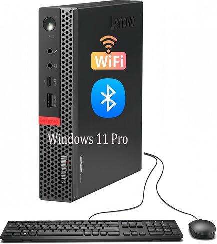كمبيوتر لينوفو ثينك سنتر M920Q تايني المكتبي، انتل كور i7-8700T، 8 جيجا DDR4، 256 جيجا اس اس دي، لوحة مفاتيح وماوس، DP، ويندوز 11 برو (متجدد) in Kuwait
