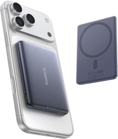 بنك الطاقة Baseus Picogo، أصغر شاحن لاسلكي مغناطيسي بقدرة 5000 مللي أمبير في الساعة مع كابل USB-C مجدول، حزمة بطارية محمولة للشحن السريع، سبيكة أمان NTC أساسية للسفر لهاتف iPhone 7 Pro Max/17 Air/17e in Kuwait