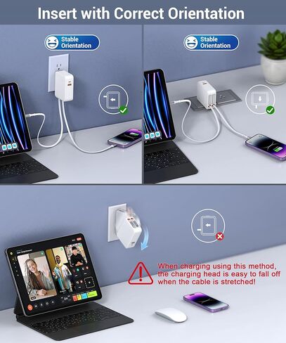 [NEW] 65W Retractable Wall Charger for iPhone, 4-in-1 Foldable Phone Charger with Dual USB Ports & 31.5in Cables, USB Type C Fast Charging Block Travel Essentials for MacBook iPhone iPad Galaxy, 1Pack in Kuwait