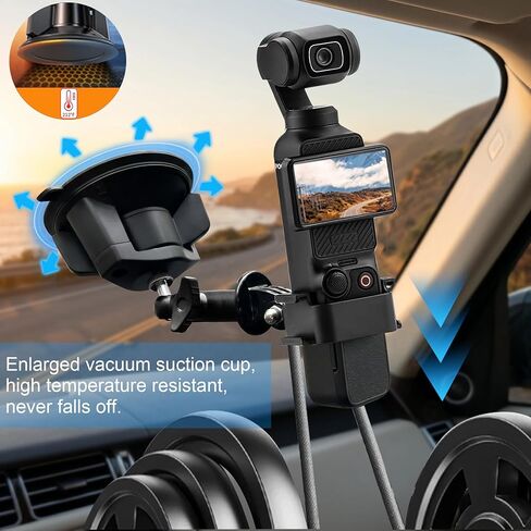 حامل سيارة Osmo Pocket 3، حامل حامل كاميرا على الزجاج الأمامي ونافذة السيارة لـ DJI Osmo Pocket 4 3 2، Action 6 5 Pro 4، GoPro Hero 13 12 11 10 9، Insta360 X4 X5 Xtra in Kuwait