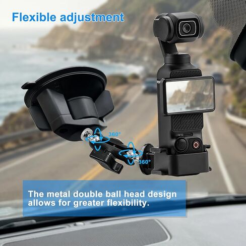 حامل سيارة Osmo Pocket 3، حامل حامل كاميرا على الزجاج الأمامي ونافذة السيارة لـ DJI Osmo Pocket 4 3 2، Action 6 5 Pro 4، GoPro Hero 13 12 11 10 9، Insta360 X4 X5 Xtra in Kuwait