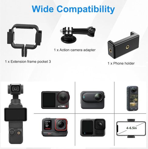 حامل سيارة Osmo Pocket 3، حامل حامل كاميرا على الزجاج الأمامي ونافذة السيارة لـ DJI Osmo Pocket 4 3 2، Action 6 5 Pro 4، GoPro Hero 13 12 11 10 9، Insta360 X4 X5 Xtra in Kuwait