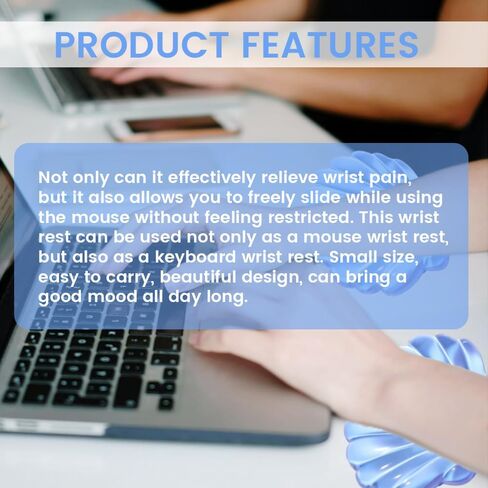 Gel Wrist Rest for Keyboard and Mouse, Transparent Blue Shell Shape, Ergonomic Silicone Non-Slip Support for Computer Gaming Home Office in Kuwait