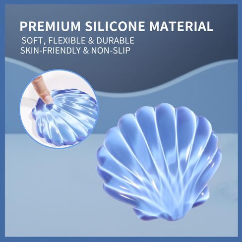Gel Wrist Rest for Keyboard and Mouse, Transparent Blue Shell Shape, Ergonomic Silicone Non-Slip Support for Computer Gaming Home Office in Kuwait