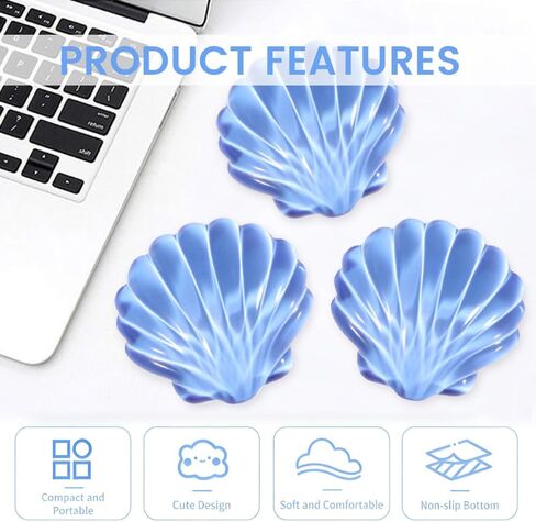 Gel Wrist Rest for Keyboard and Mouse, Transparent Blue Shell Shape, Ergonomic Silicone Non-Slip Support for Computer Gaming Home Office in Kuwait
