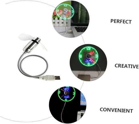 DOITOOL USB Clock Fan with Real Time LED Display Portable USB Powered Mini Cooling Fan for Home and Office Use Quiet Gooseneck Design Compact Rechargeable Table in Kuwait