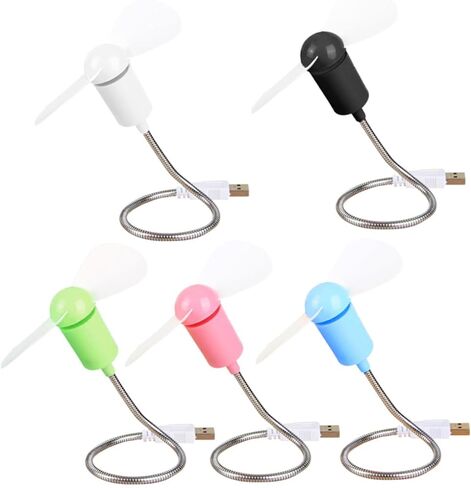 مجموعة مراوح USB صغيرة 5 قطع محمولة مرنة قابلة للانحناء صغيرة تعمل بالطاقة USB مراوح تبريد هادئة للمنزل والمكتب والسفر باستخدام لون عشوائي in Kuwait