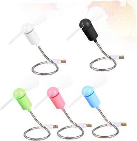 مجموعة مراوح USB صغيرة 5 قطع محمولة مرنة قابلة للانحناء صغيرة تعمل بالطاقة USB مراوح تبريد هادئة للمنزل والمكتب والسفر باستخدام لون عشوائي in Kuwait