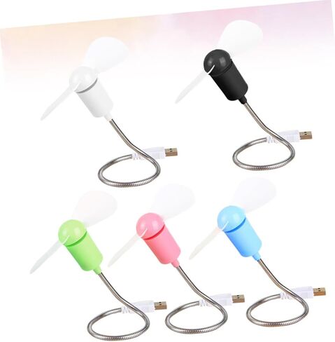 مجموعة مراوح USB صغيرة 5 قطع محمولة مرنة قابلة للانحناء صغيرة تعمل بالطاقة USB مراوح تبريد هادئة للمنزل والمكتب والسفر باستخدام لون عشوائي in Kuwait