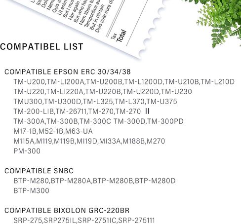 شريط حبر متوافق مع ERC30 ERC34 ERC38 أسود/أحمر، لطابعات إيصالات POS والمطبخ، مع تقنية اللحام بالموجات فوق الصوتية المتقدمة، مختوم بشكل فردي للنضارة وطول العمر (12p) in Kuwait