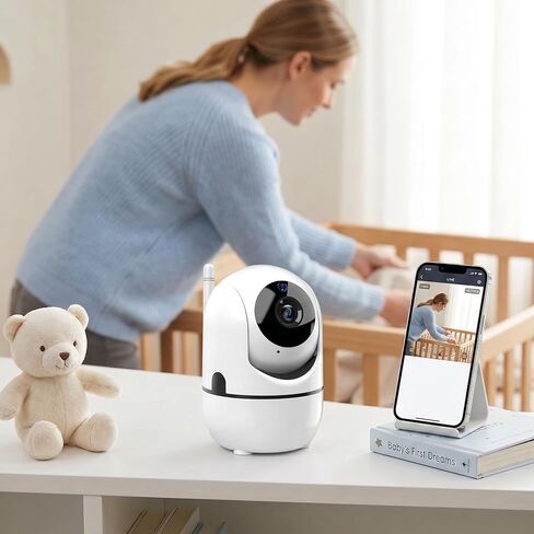 WiFi 1080P HD Camera for Remote Surveillance Indoor Security Camera for Baby Monitor Dog Camera W/2-Way Audio Siren Motion Detection Infrared Night Vision Magnetic Base Cloud & TF Card Storage White in Kuwait