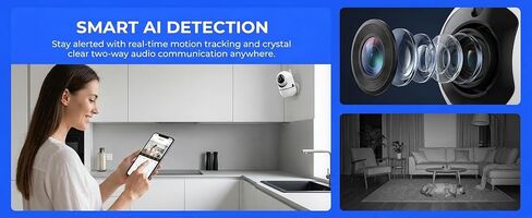 WiFi 1080P HD Camera for Remote Surveillance Indoor Security Camera for Baby Monitor Dog Camera W/2-Way Audio Siren Motion Detection Infrared Night Vision Magnetic Base Cloud & TF Card Storage White in Kuwait
