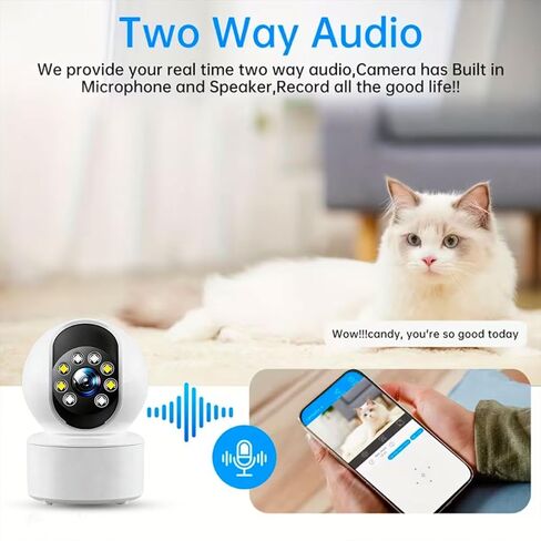 1080P Security Camera Indoor, 360° WiFi Cameras for Home Security, Pet/Dog/Kids Camera with Phone app, 2-Way Audio, Night Vision, Motion Tracking Safety for Family, Cloud & SD Card Storage, White in Kuwait
