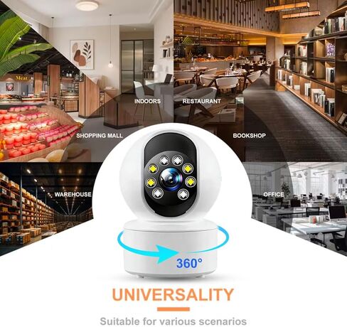 1080P Security Camera Indoor, 360° WiFi Cameras for Home Security, Pet/Dog/Kids Camera with Phone app, 2-Way Audio, Night Vision, Motion Tracking Safety for Family, Cloud & SD Card Storage, White in Kuwait