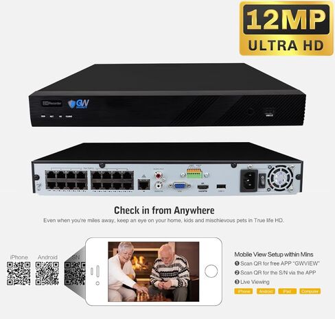 GW Security 16 Channel UltraHD 12MP 4K @ 30FPS Realtime 3X Motorized Zoom PoE Security Camera System with 8 x 12MP Face Recognition Full-Time Color Night Vision Outdoor/Indoor Smart AI Bullet Cameras in Kuwait