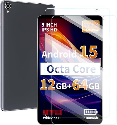 واقي شاشة لجهاز Topsand&HAOVM M8 2025 Android 15 Tablet 8 بوصة، مضاد للخدش 9H صلابة اللمس الحساسة 2.5D حواف مستديرة خالية من الفقاعات سهلة التركيب، عبوتان. in Kuwait