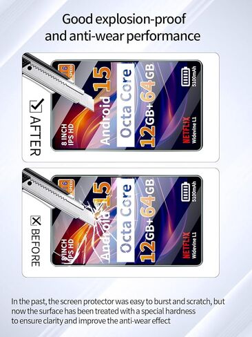 واقي شاشة لجهاز Topsand&HAOVM M8 2025 Android 15 Tablet 8 بوصة، مضاد للخدش 9H صلابة اللمس الحساسة 2.5D حواف مستديرة خالية من الفقاعات سهلة التركيب، عبوتان. in Kuwait