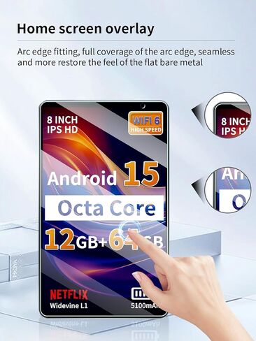 واقي شاشة لجهاز Topsand&HAOVM M8 2025 Android 15 Tablet 8 بوصة، مضاد للخدش 9H صلابة اللمس الحساسة 2.5D حواف مستديرة خالية من الفقاعات سهلة التركيب، عبوتان. in Kuwait