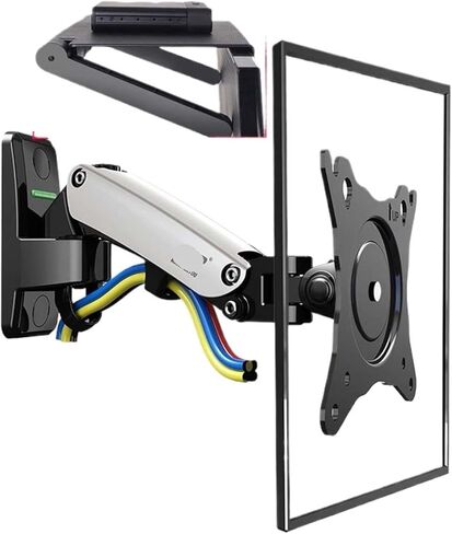 Full Motion Tv Wall Mount Bracket for 17-27 Inch Screens Gas Spring Aluminum Arm 360° Rotation LCD Monitor Stand Silver Finish Stb1 Model,F120 Silver in Kuwait