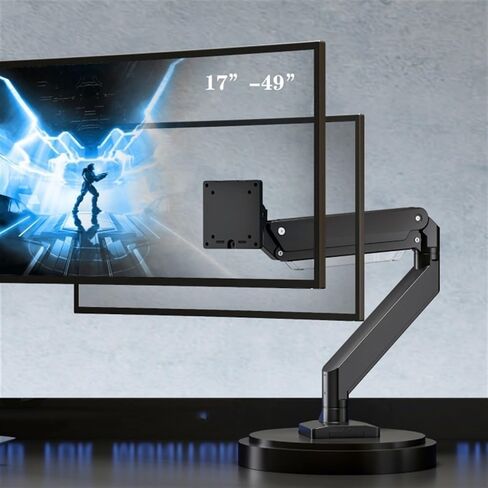 Single Monitor Desk Mount Holds 4.4-39.6 Lbs and 17-49'' Heavy Duty Screens, Gas Spring Single Monitor Mount Arm with Clamp/Grommet Base, 75/100Mm Monitors Arm in Kuwait