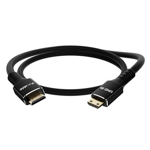 كابل HDMI صغير 8K إلى Mini HDMI بطول 1 قدم، ألومنيوم، مضفر، 8K@60 هرتز، 4K@120 هرتز، 2K، 1080P، HDR، eARC، ثلاثي الأبعاد، متوافق مع الشاشة المحمولة، الكاميرا، الكمبيوتر اللوحي، Raspberry Pi Zero، كاميرا الفيديو، بطاقة الرسومات in Kuwait